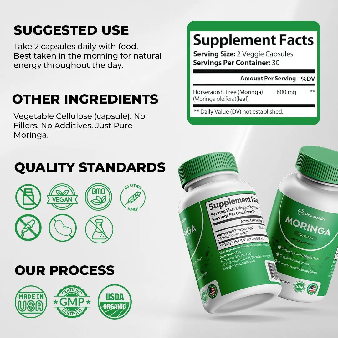 Moringa: Reduce naturalmente el cortisol para ayudar a restablecer el equilibrio interno y externo.