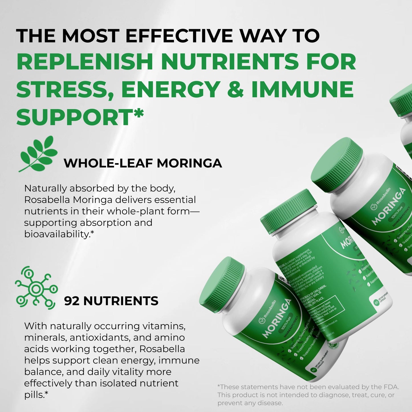 Moringa: Reduce naturalmente el cortisol para ayudar a restablecer el equilibrio interno y externo.