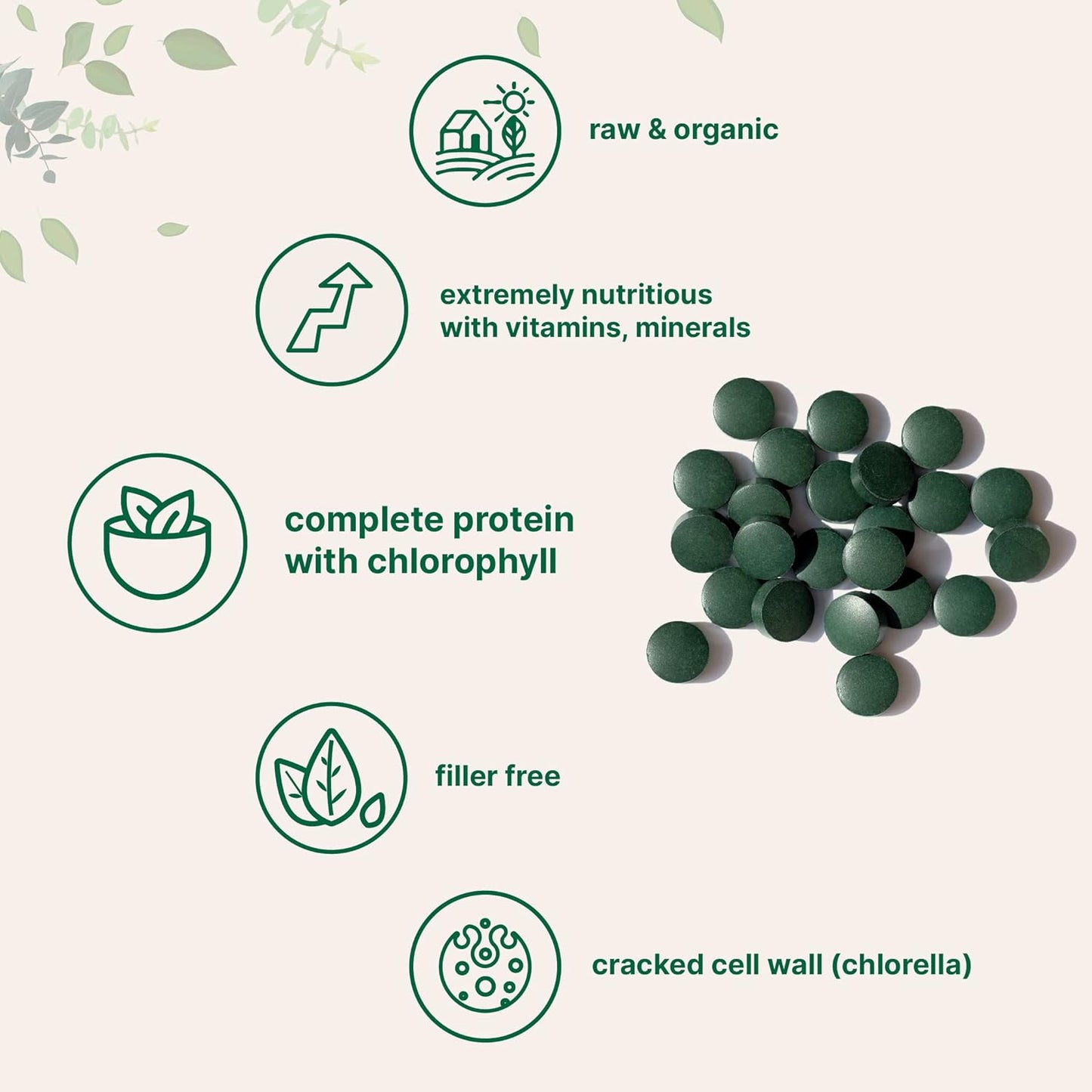 Organic Spirulina Chlorella Tablets,
